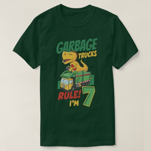 T-shirt Enfants Garbage Trucks Règle I'm 7 years Garbage T (Design devant)