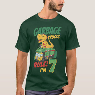 T-shirt Enfants Garbage Trucks Règle I'm 7 years Garbage T