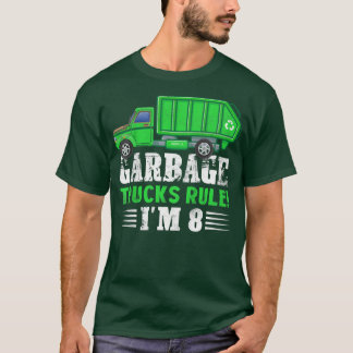 T-shirt Enfants Garbage Trucks Règle I'm 8 years Garbage T
