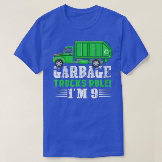 T-shirt Enfants Garbage Trucks Règle I'm 9 years Garbage T (Design devant)