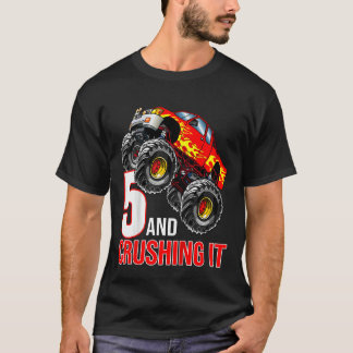 T-shirt Enfants garçons 5e anniversaire Monster Truck Anni
