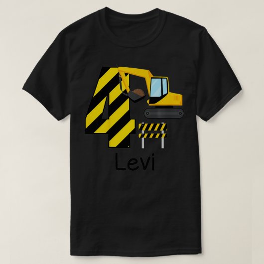T-shirt Enfants Garçons Construction 4e Anniversaire Levi  (Design devant)