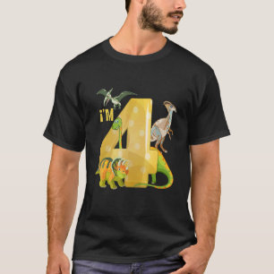 T-shirt Enfants Garçons Filles Dinosaur Quatrième 4e anniv
