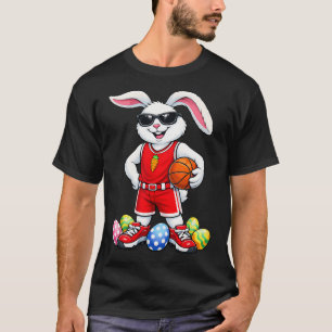 T-shirt Enfants Garçons Lapin de Pâques Jouent au Basket E