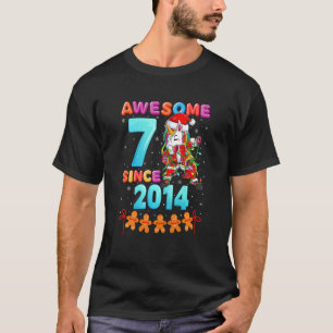 T-shirt Enfants géniaux depuis 2014 Dabbing Unicorn 7e ann