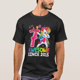 T-shirt Enfants géniaux depuis 2015 Dabbing Unicorn 7e ann