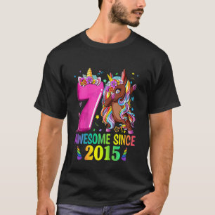 T-shirt Enfants géniaux depuis 2015 Dabbing Unicorn 7e ann