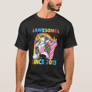 T-shirt Enfants géniaux depuis 2015 Dabbing Unicorn 7e ann