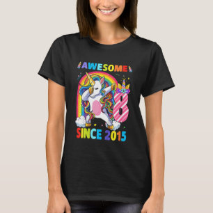 T-shirt Enfants géniaux depuis 2015 Dabbing Unicorn 8e ann