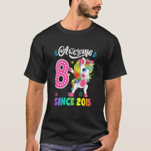 T-shirt Enfants géniaux depuis 2015 Dabbing Unicorn 8e ann