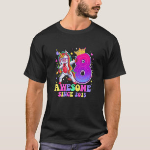 T-shirt Enfants géniaux depuis 2015 Dabbing Unicorn 8e ann