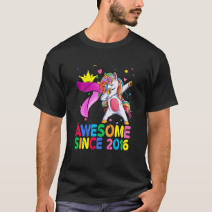 T-shirt Enfants géniaux depuis 2016 Dabbing Unicorn 7e ann