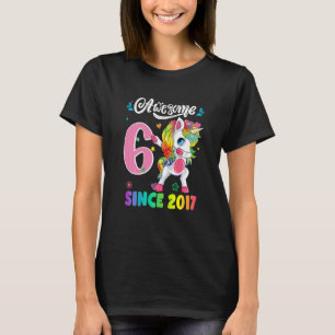 T-shirt Enfants géniaux depuis 2017 Dabbing Unicorn 6e ann