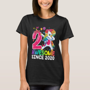 T-shirt Enfants géniaux depuis 2020 Dabbing Unicorn 2e ann