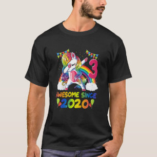 T-shirt Enfants géniaux depuis 2020 Dabbing Unicorn 3e ann