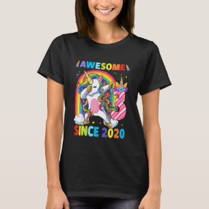 T-shirt Enfants géniaux depuis 2020 Dabbing Unicorn 3e ann
