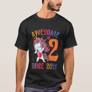 T-shirt Enfants géniaux depuis 2021 Dabbing Unicorn 2e ann