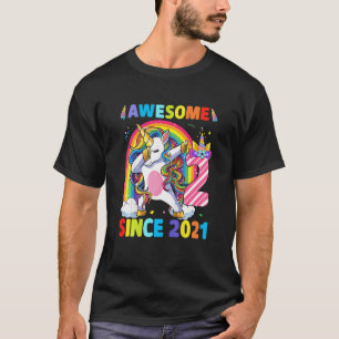 T-shirt Enfants géniaux depuis 2021 Dabbing Unicorn 2e ann