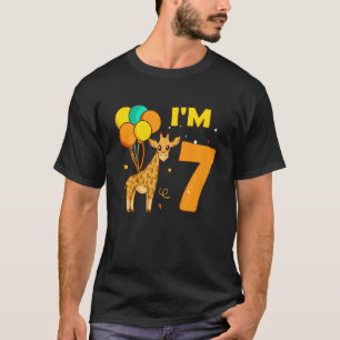 T-shirt Enfants Giraffe Animaux Animal Love Girl I Am 7 Ye
