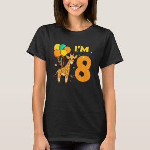 T-shirt Enfants Giraffe Animaux Animal Love Girl I Am 8 Ye