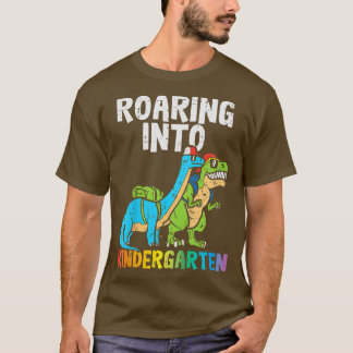 T-shirt Enfants Gravant Dans La Maternelle Dinosaures Trex