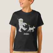 T-shirt Enfants Halloween maman garçon chien marchant (Devant)
