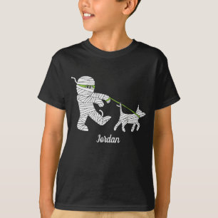 T-shirt Enfants Halloween maman garçon chien marchant