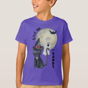 T-shirt Enfants Halloween top Sorcières chat noir Enfants