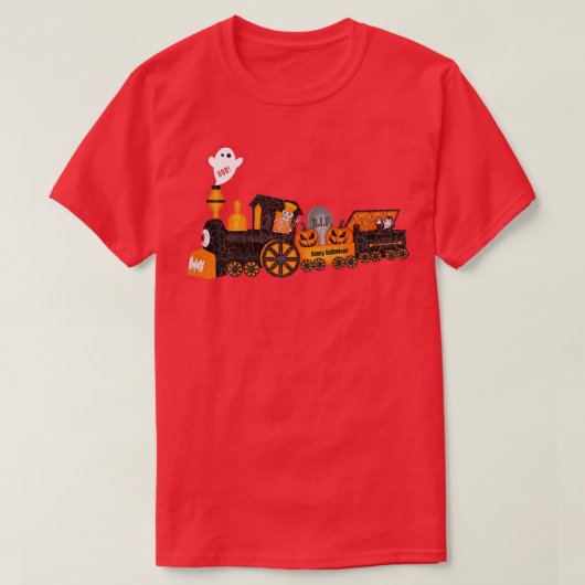 T-shirt Enfants Halloween Train Boo Funny Ghost Citrouille (Design devant)