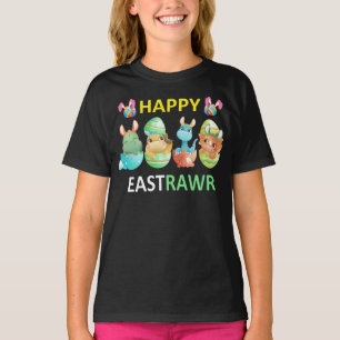 T-shirt Enfants Happy Eastrawr Cute Trex Dinosaur Bunn de