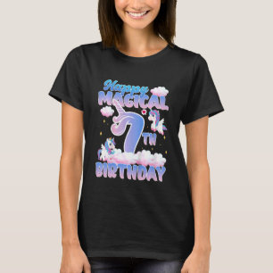 T-shirt Enfants Happy Magical 7th Birthday Flying Unicorns