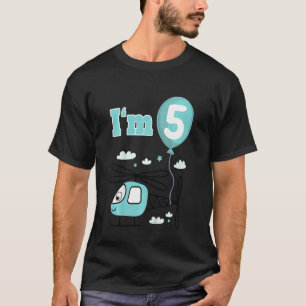 T-shirt Enfants Hélicoptère I'm 5 Five 5th Birthday Boys
