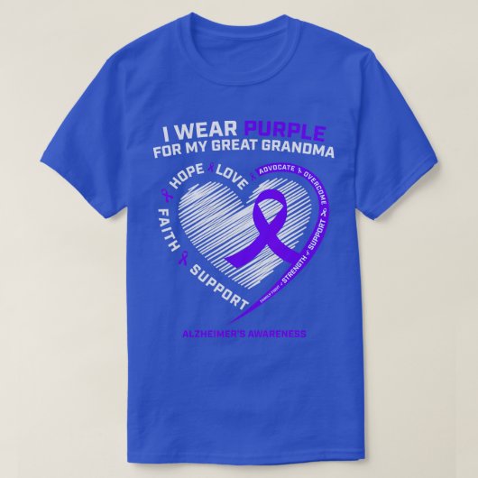 T-shirt Enfants Hommes Femmes Violet Grand Grand-mère Alzh (Design devant)