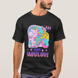 T-shirt Enfants I Am 3 Et Fabulous Pink Unicorn Girl's 3rd