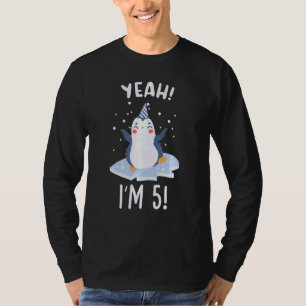 T-shirt Enfants I'm 5 Penguin Cinq ans Cinquième anniversa