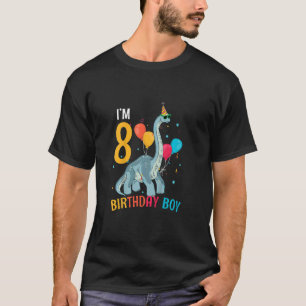 T-shirt Enfants I'm 8 Anniversaire Garçon Brachiosaurus 8 