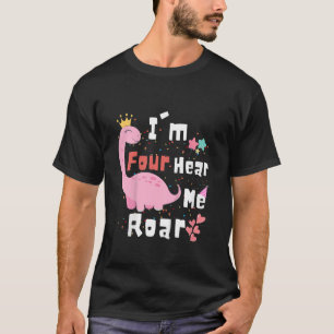 T-shirt Enfants I'm Four Entendez-moi Roar Dinosaur 4e ann