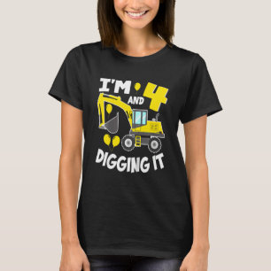 T-shirt Enfants J'ai 4 ans et creuser la construction Exca