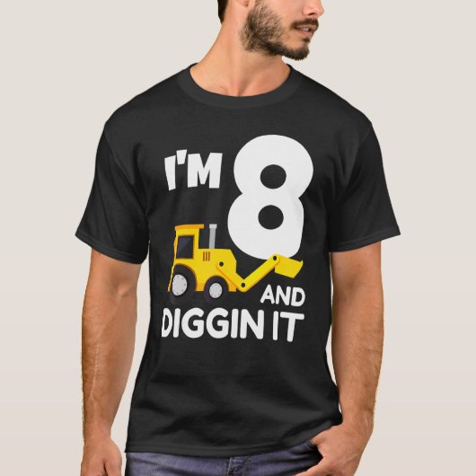 T-shirt Enfants J'ai 8 ans et creuser la construction Cami (Devant)