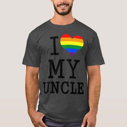 T-shirt Enfants J'aime mon oncle LGBT Drapeau Coeur Gay On (Devant)