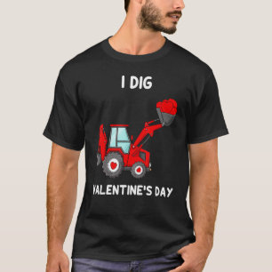 T-shirt Enfants Je Creuse Valentines Jour Coeurs Tracteur
