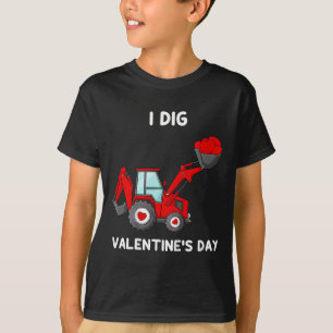 T-shirt Enfants Je Creuse Valentines Jour Coeurs Tracteur