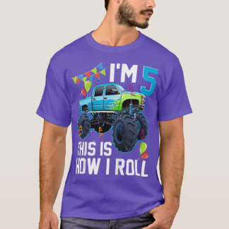 T-shirt Enfants Je suis 5 Voici comment je roule Monster T