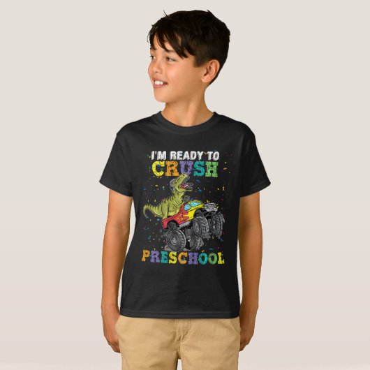 T-shirt Enfants Je suis prêt à écraser Pré K Monster Camio (Devant entier)