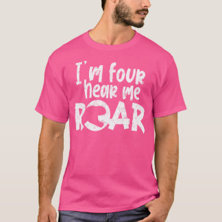 T-shirt Enfants Je Suis Quatre Entendez-Moi Dinosaure Roar