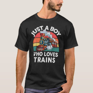 T-shirt Enfants Juste Un Garçon Qui Aime Les Trains-Chemis