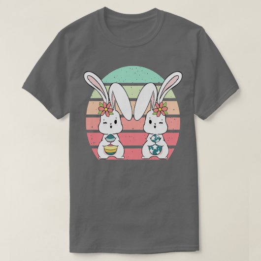 T-shirt Enfants Lapin de Pâques Rétro Mignonne Rabbit Chas (Design devant)