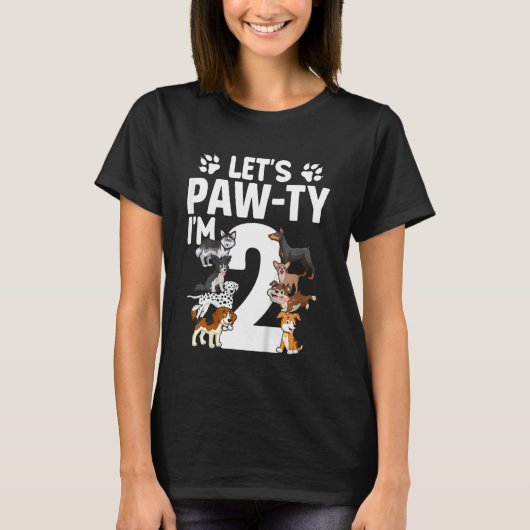 T-shirt Enfants Lets Pawty I'm 2 Chien Chien Chien Chien C (Devant)