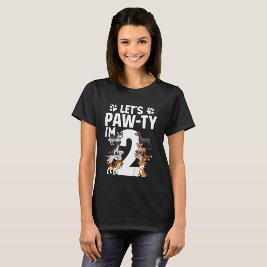 T-shirt Enfants Lets Pawty I'm 2 Chien Chien Chien Chien C (Devant entier)