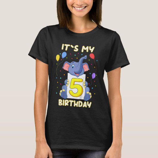 T-shirt Enfants Little Elephant 5e anniversaire Mon annive (Devant)